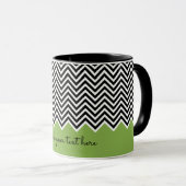 Mug Noir et verdure Moderne Chevron Custom TEXT (Devant droit)