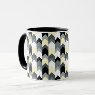 Mug Noir, gris, chevron jaune