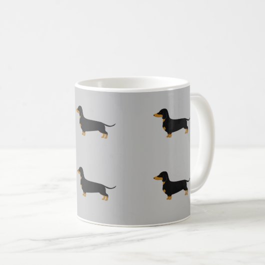 Mug noir gris daschund (Devant droit)