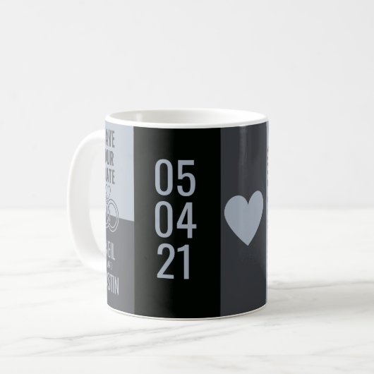 Mug Noir & Gris Moderne Enregistrer La Date (Devant gauche)