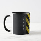 Mug Noir Jaune Danger Stripes Ingénieur de constructio (Gauche)