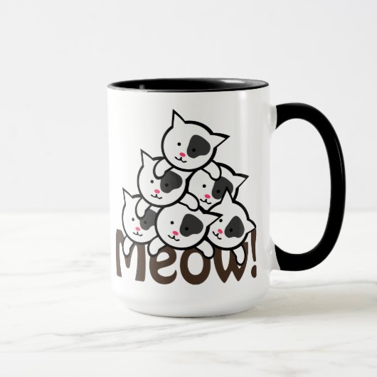 Mug Noir mignon de chat (Meow) (Droite)