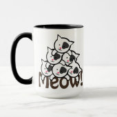 Mug Noir mignon de chat (Meow) (Gauche)