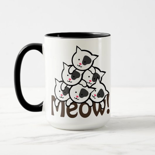 Mug Noir mignon de chat (Meow) (Gauche)