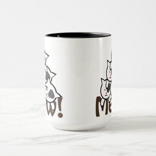 Mug Noir mignon de chat (Meow) (Centre)