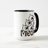 Mug Noir mignon de chat (Meow) (Devant droit)