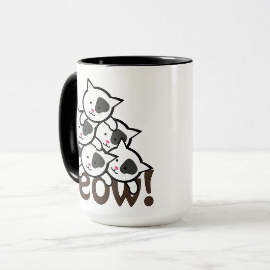 Mug Noir mignon de chat (Meow) (Devant gauche)