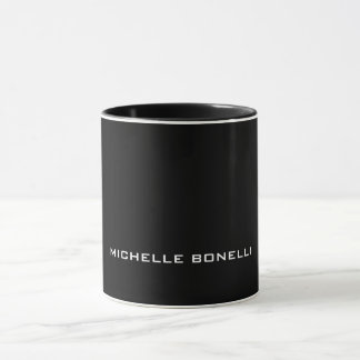 Mug Noir minimaliste Plain Moderne Votre nom