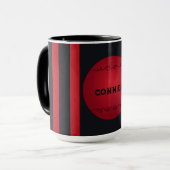 Mug Noir Moderne Avec Rouges Stripes Steroll Nom De Fa (Devant gauche)