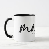 Mug Noir moderne Est, Année Texte MAMA Blanc (Gauche)