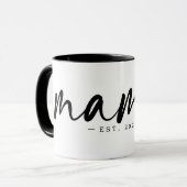 Mug Noir moderne Est, Année Texte MAMA Blanc (Devant gauche)
