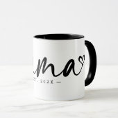 Mug Noir moderne Est, Année Texte MAMA Blanc (Devant droit)