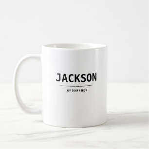Mug Noir moderne Nom simple Groomsmen personnalisé