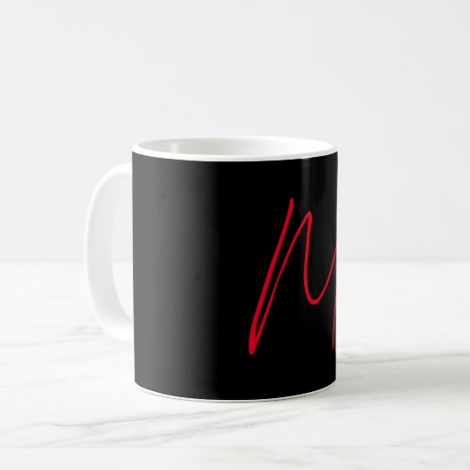 Mug Noir moderne rouge monogramme professionnel (Devant gauche)