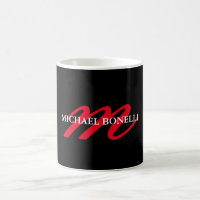 Noir moderne rouge monogramme professionnel