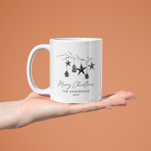 Mug Noir moderne scandi élégant script Noël Vacances