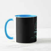 Mug Noir moderne Turquoise manuscrit Monogramme (Gauche)
