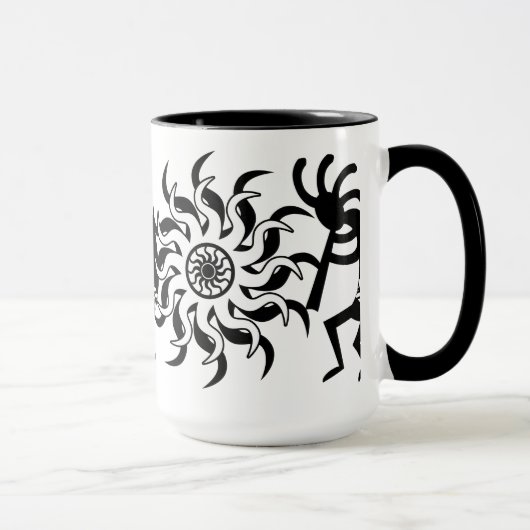 Mug Noir N Blanc Sud-Ouest Kokopelli Soleil Tribal (Droite)