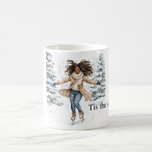 Mug Noir Noël de patinage de fille