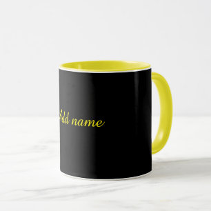 Mug Noir-noir, garniture jaune,