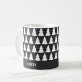 Mug Noir noir rétro Noël moderne minimal unique (Devant gauche)