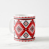Mug Noir noir rouge, motifs ukrainiens. (Devant gauche)