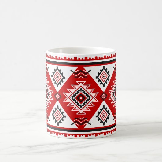 Mug Noir noir rouge, motifs ukrainiens. (Centre)