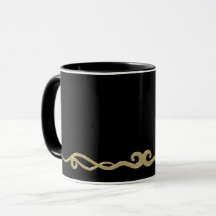 Mug Noir-noir, simplement élégant avec une fioriture d