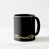 Mug Noir-noir, simplement élégant avec une fioriture d (Devant droit)