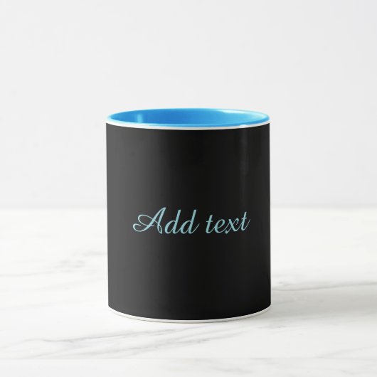 Mug Noir-noir, simplement élégant, garniture bleue, (Centre)