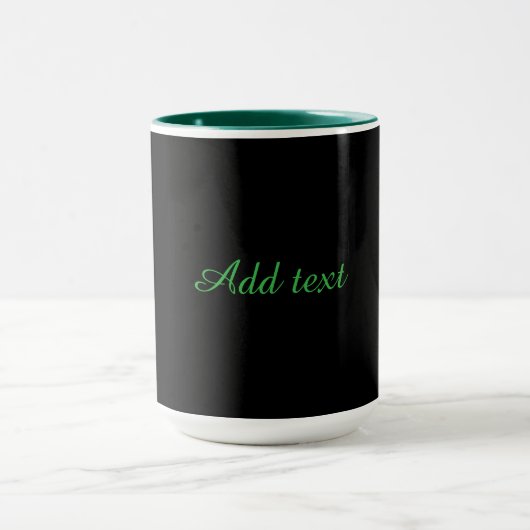 Mug Noir-noir, simplement élégant, garniture verte, (Centre)