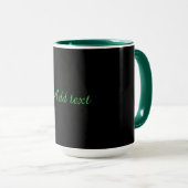 Mug Noir-noir, simplement élégant, garniture verte, (Devant droit)