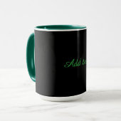 Mug Noir-noir, simplement élégant, garniture verte, (Devant gauche)