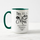 Mug Noir Nom Rustique Date Mariage Couple Faire-part (Gauche)