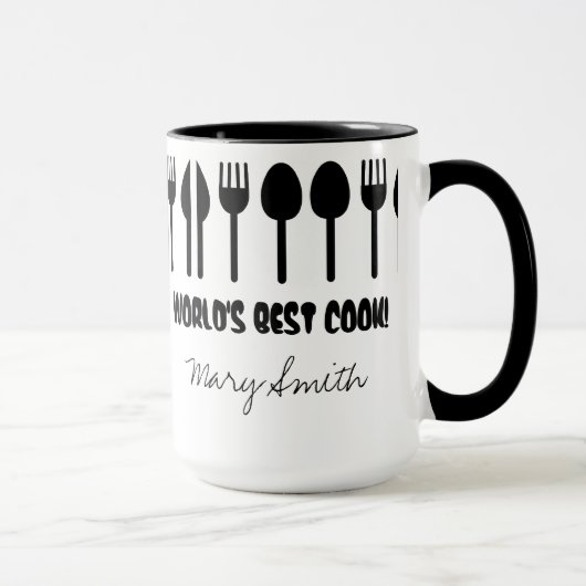 Mug Noir nommé fait sur commande du meilleur cuisinier (Droite)