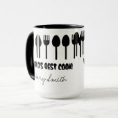 Mug Noir nommé fait sur commande du meilleur cuisinier (Devant gauche)