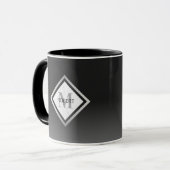 Mug Noir Ombre Marbre Argent Monogramme (Devant gauche)