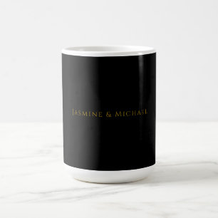 Mug Noir & Or Mignon Minimaliste Propre Nom