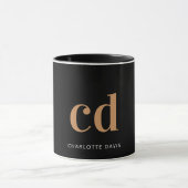 Mug Noir or monogramme initiales moderne élégant perso (Centre)