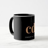 Mug Noir or monogramme initiales moderne élégant perso (Devant gauche)