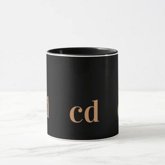 Mug Noir or monogramme initiales personnalisation mode (Centre)