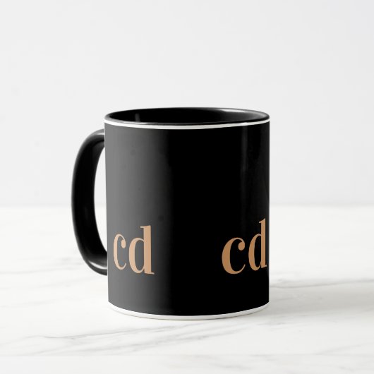 Mug Noir or monogramme initiales personnalisation mode (Devant gauche)