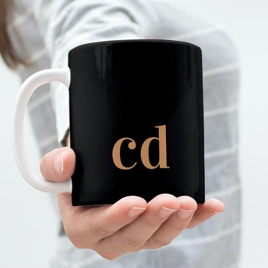 Mug Noir or monogramme initiales personnalisation mode