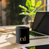Mug Noir or monogramme initiales personnalisation mode