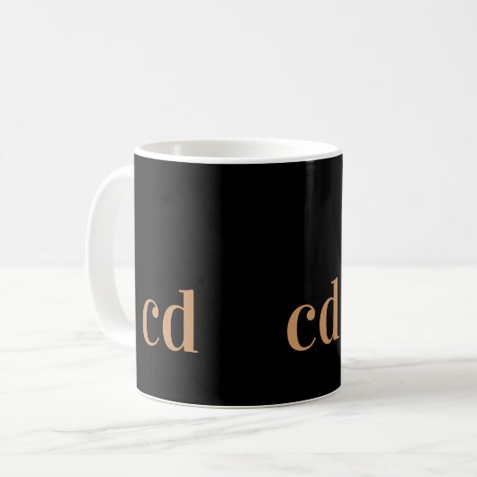 Mug Noir or monogramme initiales personnalisation mode (Devant gauche)