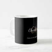 Mug Noir or monogramme initiales script élégant (Devant gauche)
