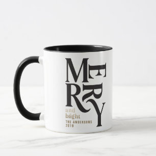 Mug Noir & or vintage merry chritsmans faveur cadeau