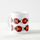 Mug Noir orange rouge de coccinelles chanceuses des (Devant gauche)
