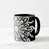 Mug Noir ornemental Arbre Clef Monogramme (Devant droit)