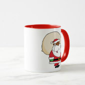 Mug Noir Père Noël avec sac de jouets (Devant droit)